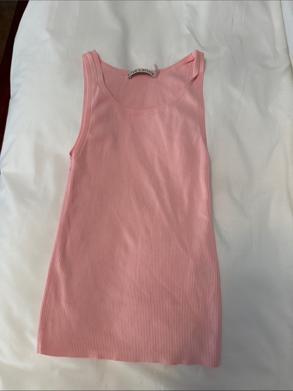 Alice + Olivia Pink Ribbed Scoop Tank
